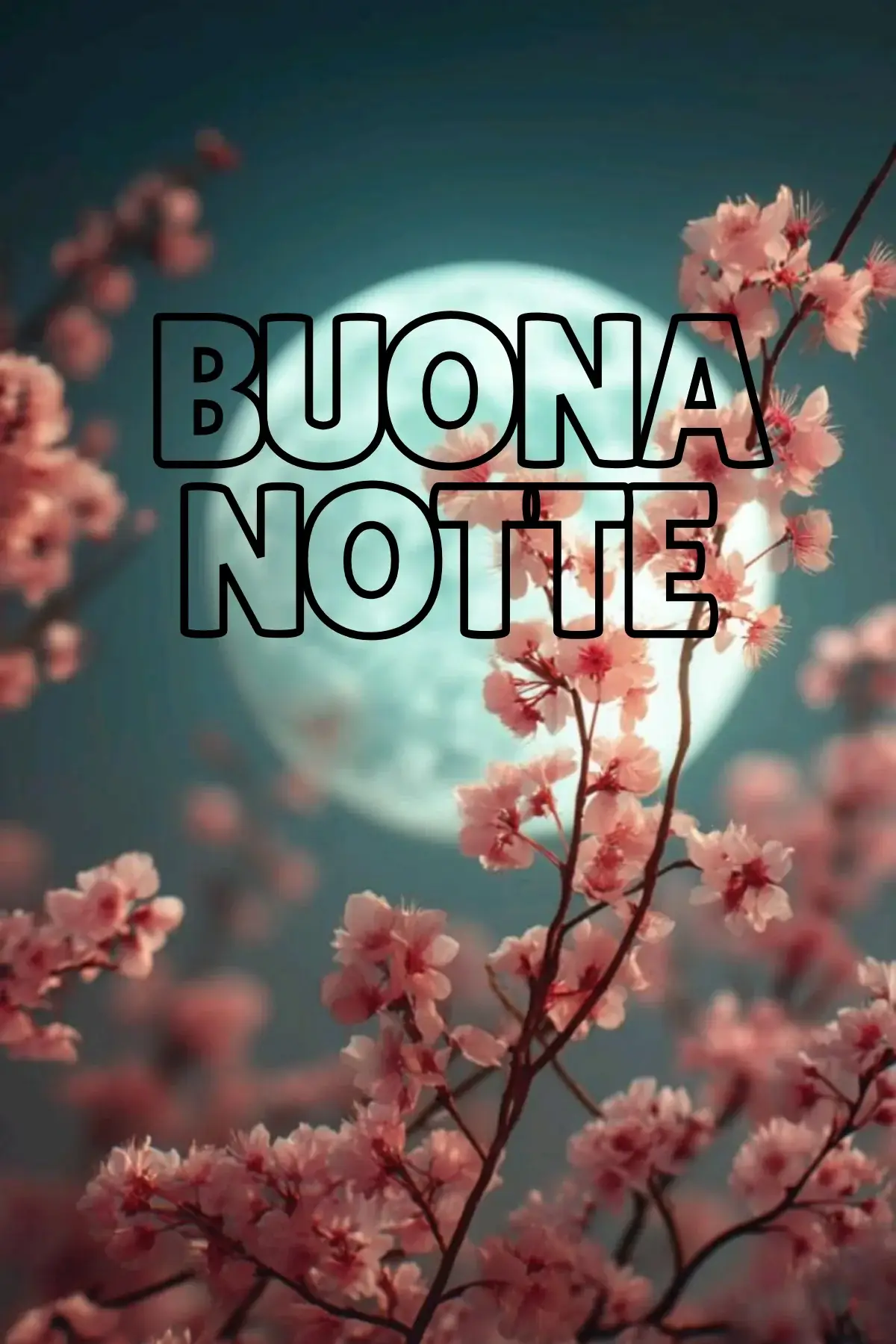 Fiori di ciliegio sotto la luna buonanotte sogni d'oro