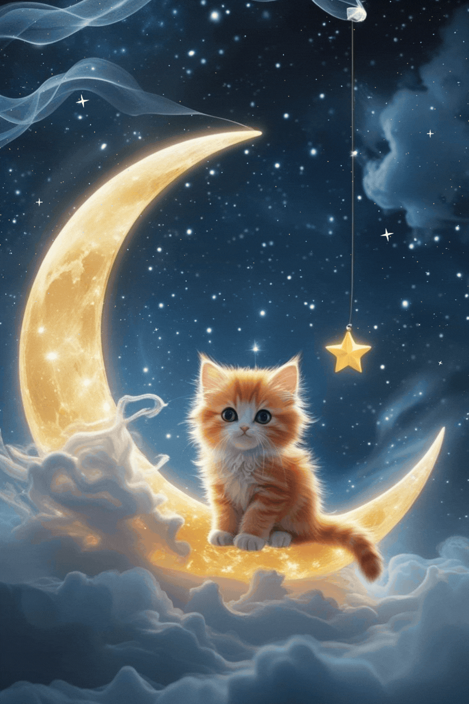 Micetto sulla luna buonanotte originalissima gif stellata