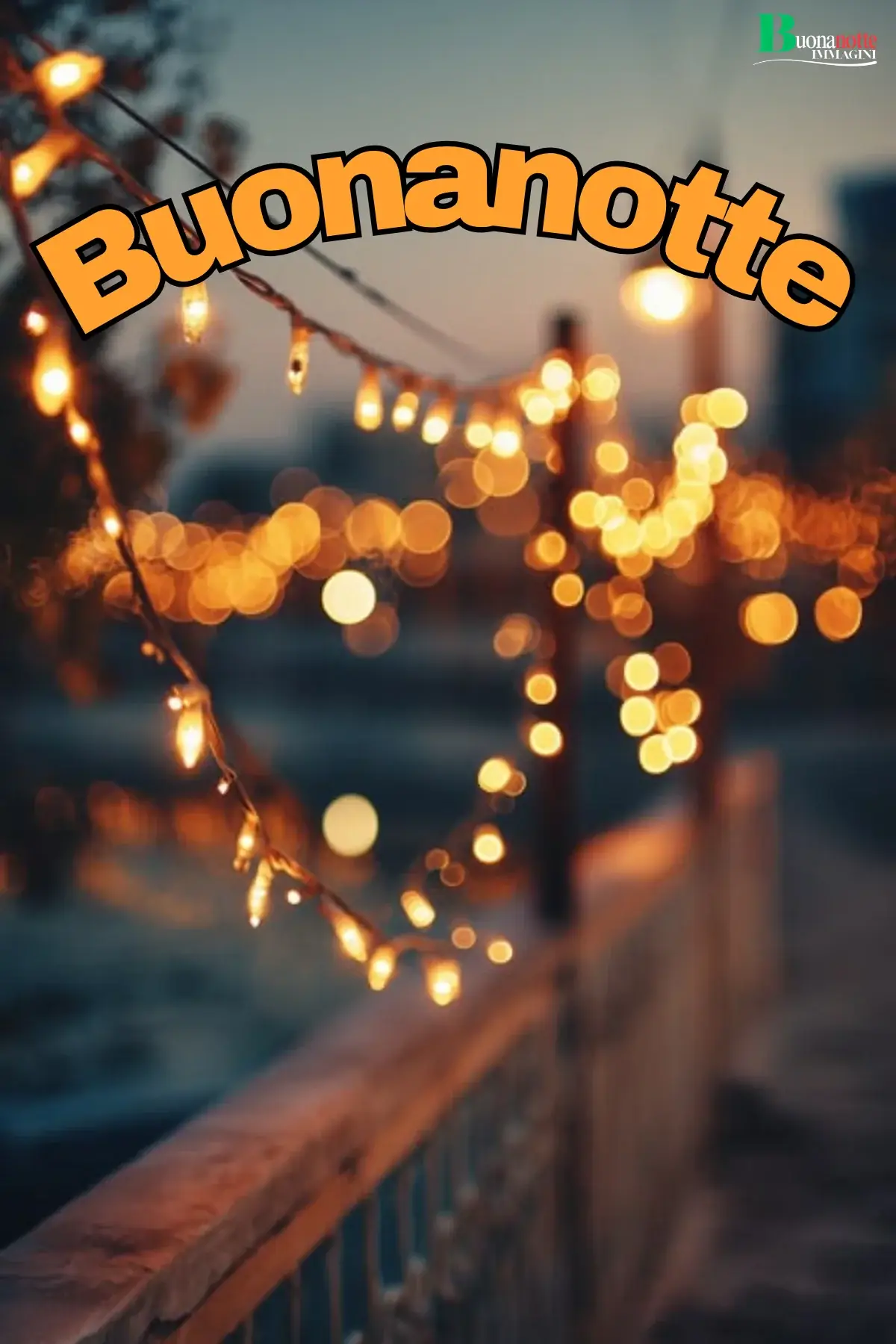 Ponte illuminato da luci dorate buonanotte invernale