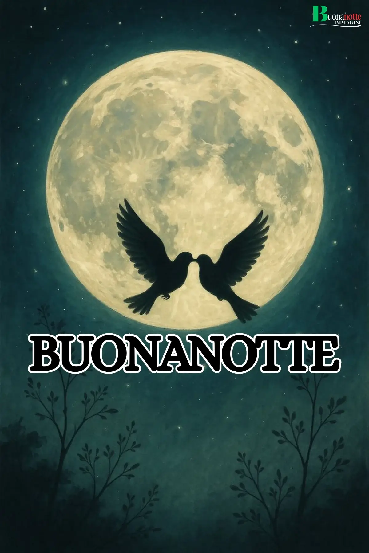Colombi al chiaro di luna buonanotte e sogni d'oro