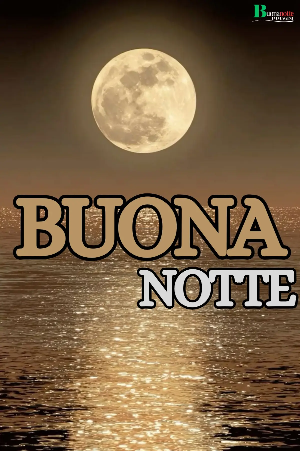 Luna piena sul mare dorato buonanotte estiva