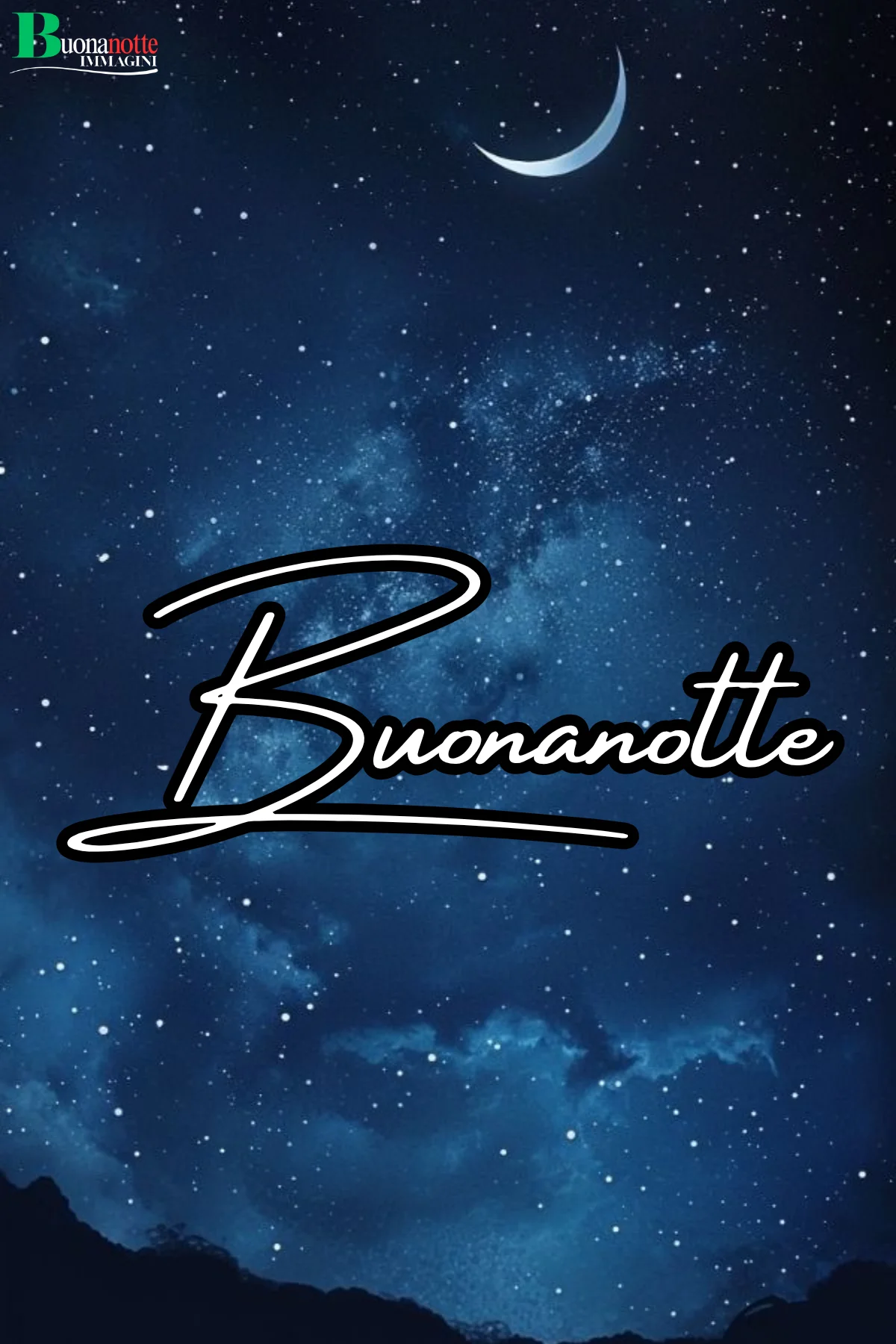 Cielo stellato blu con falce di luna per buonanotte