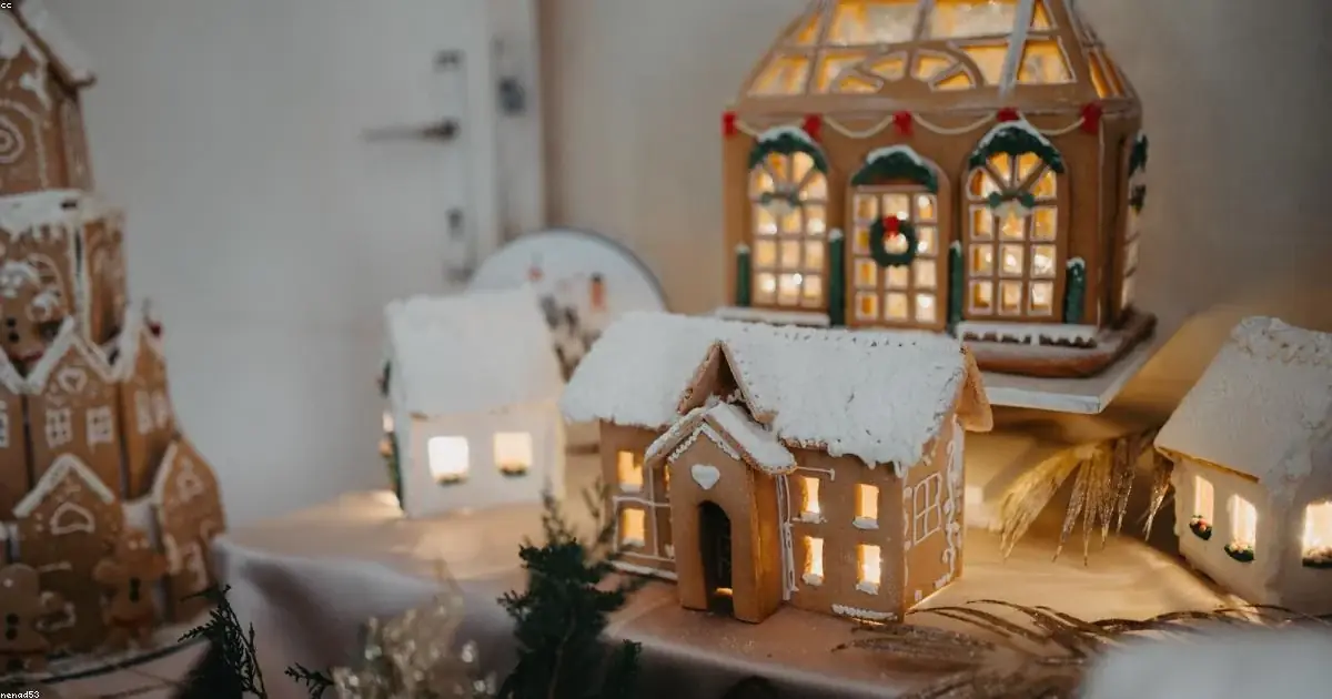 Villaggio casette pan di zenzero illuminate buonanotte speciale