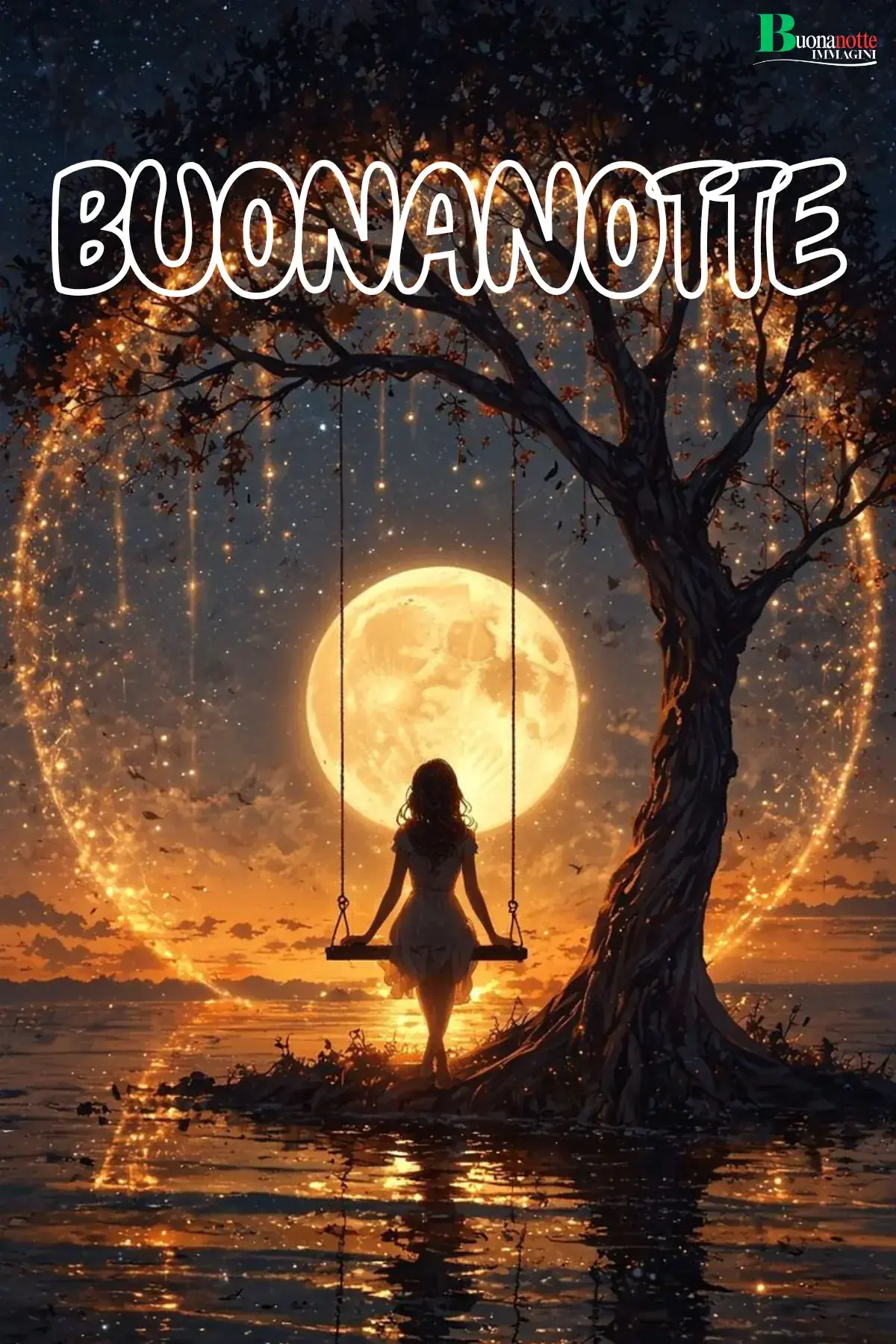 Altalena sotto la luna piena buonanotte sogni d'oro